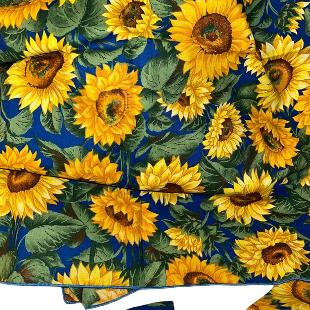 french Provencal blue yellow sunflowers card tablecloth & 2 napkins set  34x36